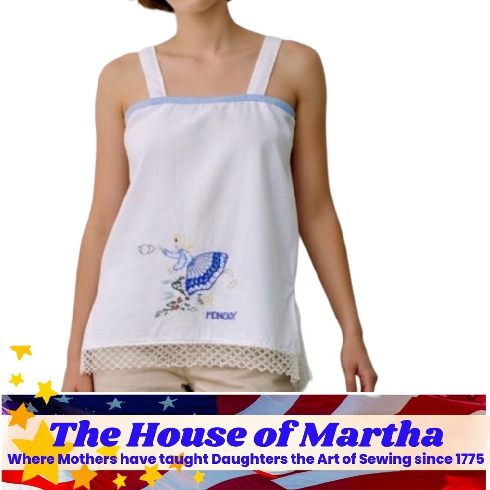 Girl's Tank Top with Adjustable‎ Strap White Cotton Monday Dutch Girl Embroidery
